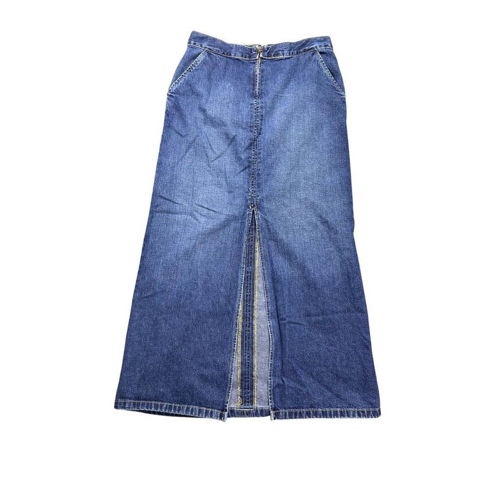 Vintage Y2K Tommy Jeans Denim Maxi Slit Skirt Womens 9 USA Made